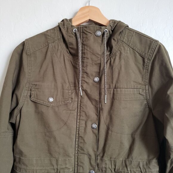 The North Face Canvas Utility Jacket Army Green Hooded Full Zip Sz Women's Small - Picture 3 of 12